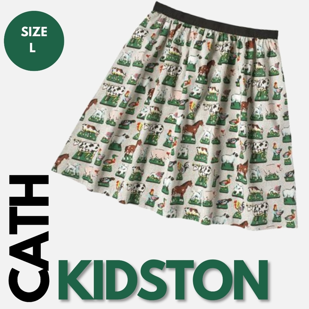 Cath Kidston A-Line Skirt with Green and White Print
